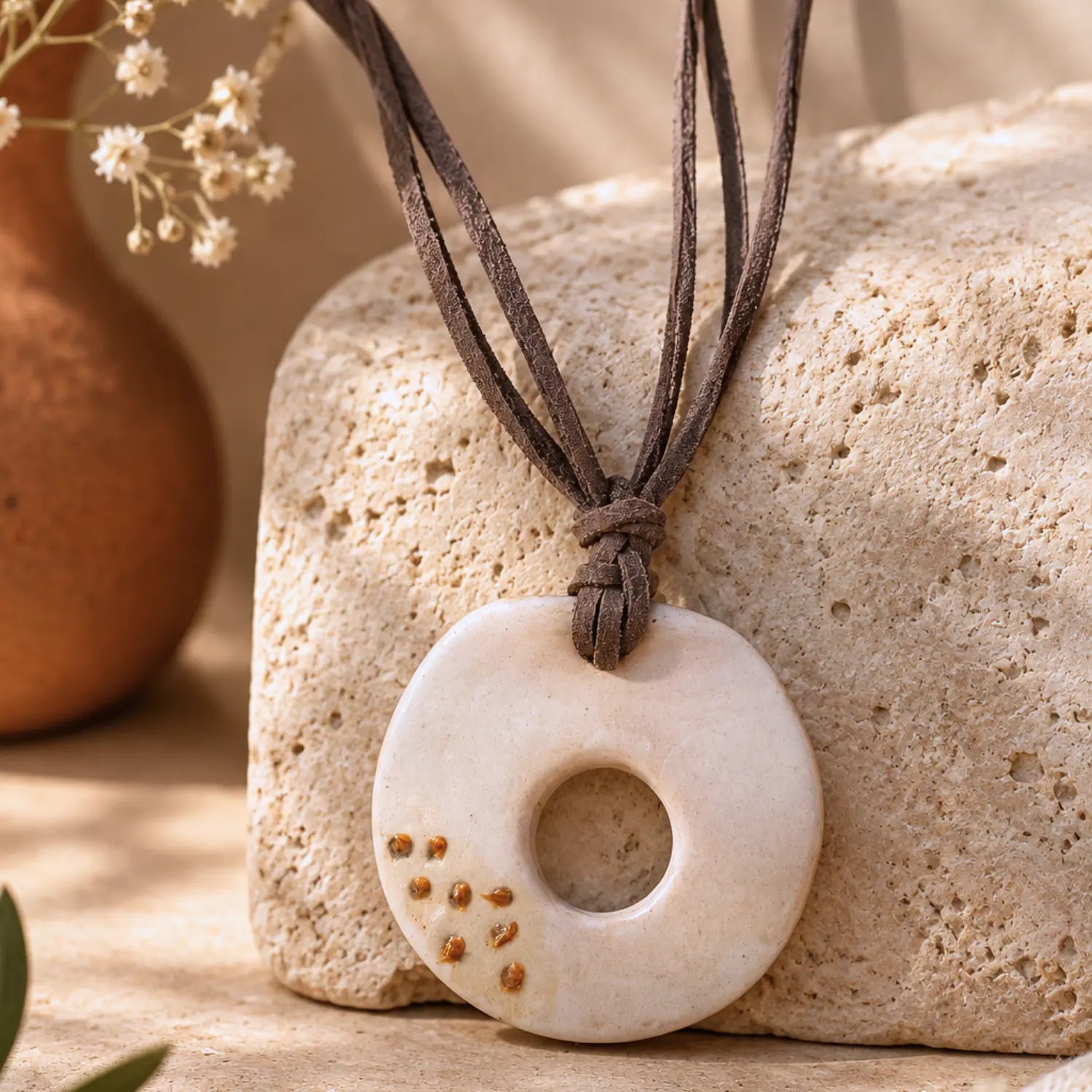 Ceramic Necklace-Sunray Eclipse | Earthan