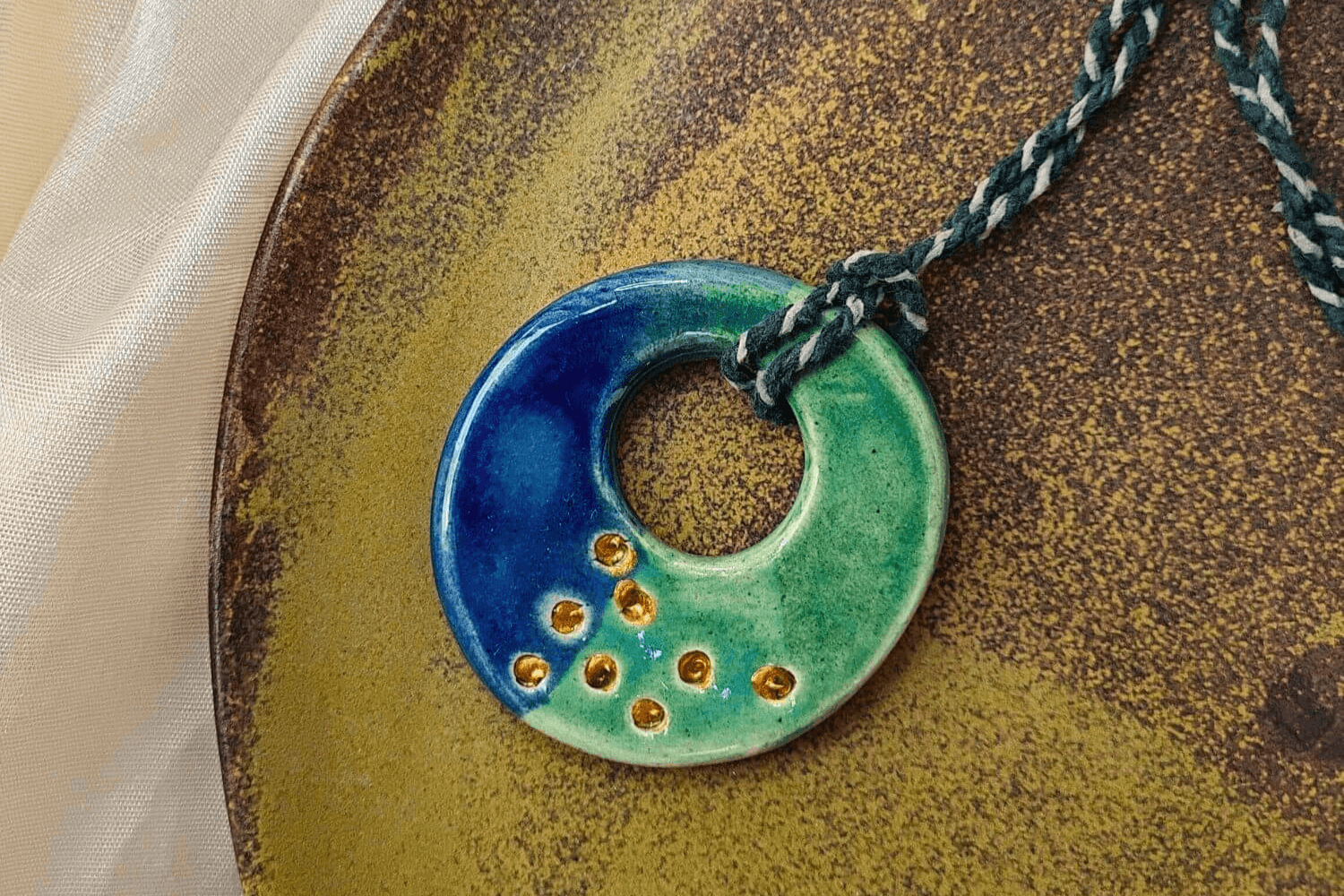 Contemporary Sea Green Round Necklace