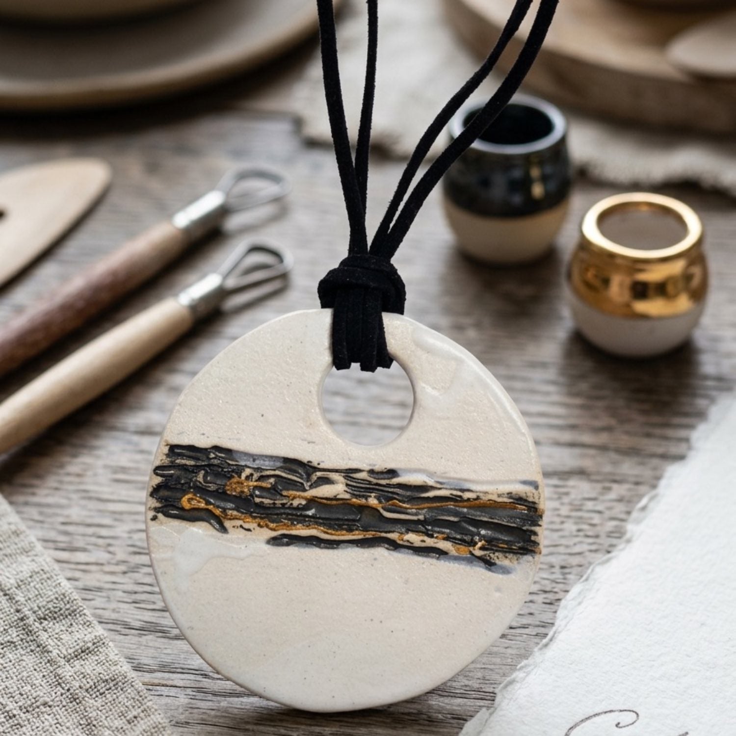 Ceramic Jewelry Boho Style Round Necklace- Best Rakhi Gift