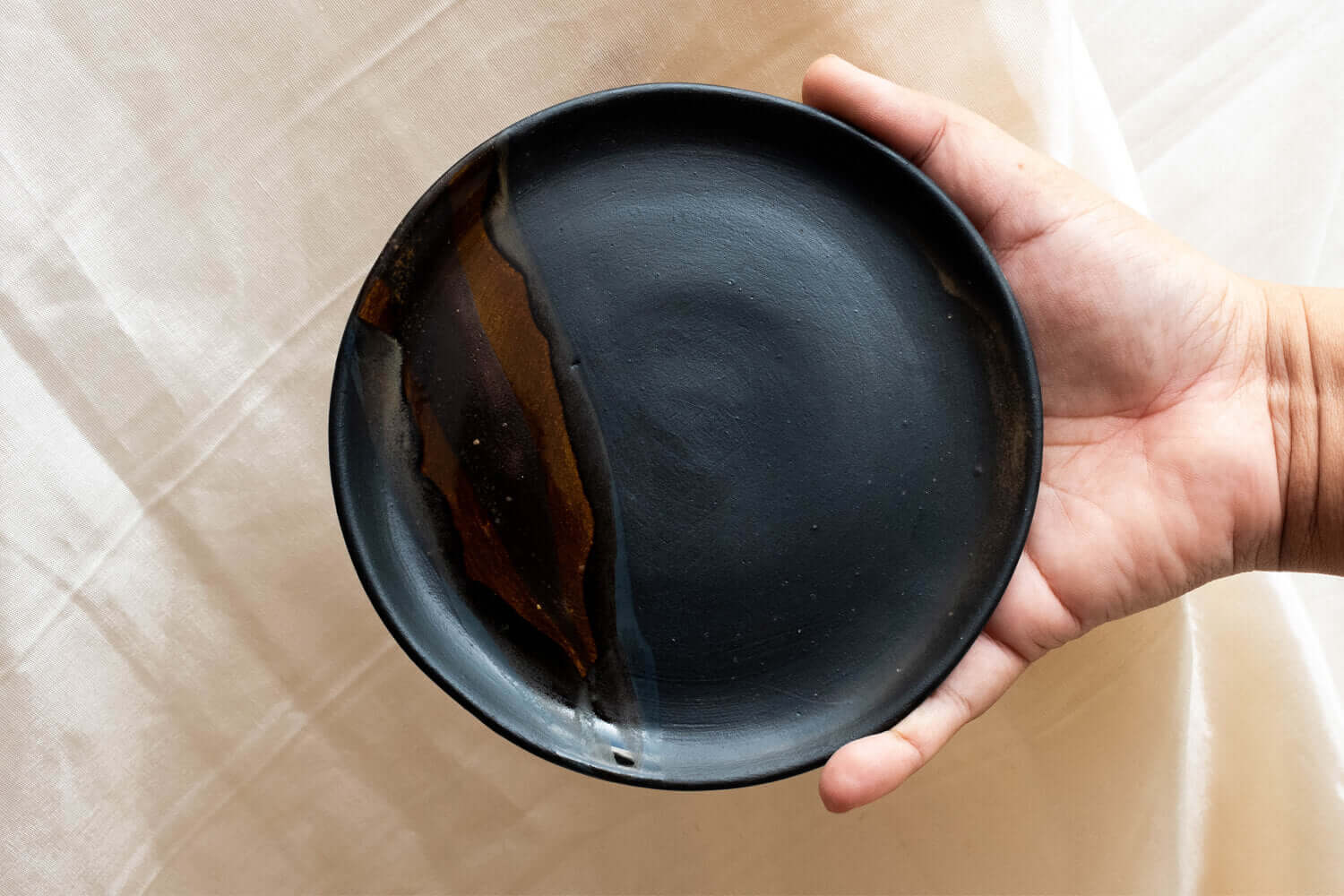 Ceramic Black Snack Plate | Earthan