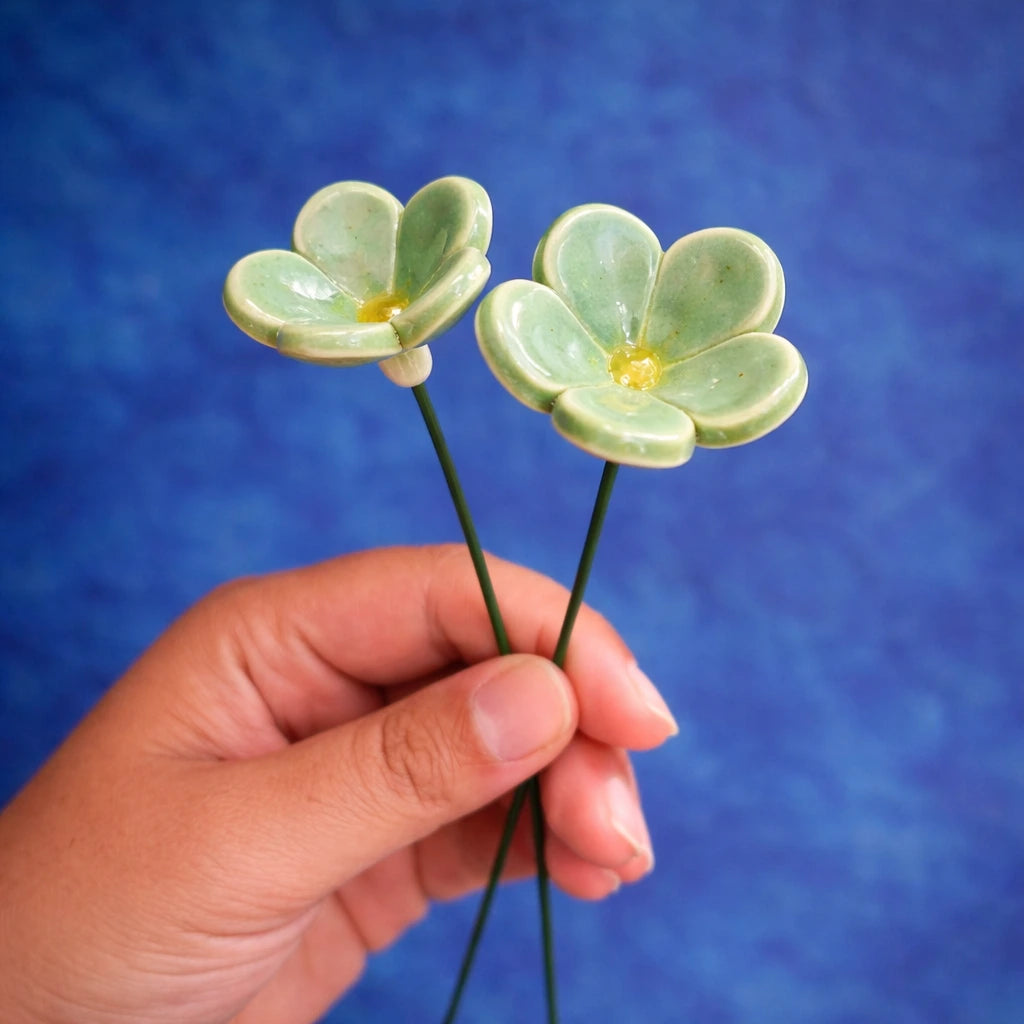 Handmade flower—Green Summer Bloom Ceramic Flower