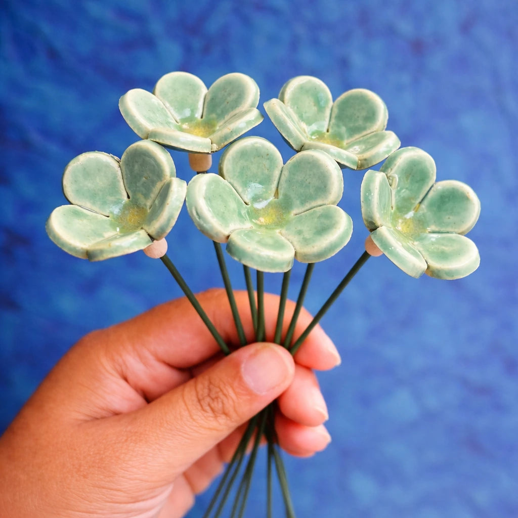 Handmade flower—Green Summer Bloom Ceramic Flower