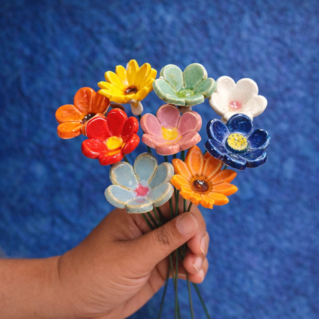 Handmade Flower—Multicolor Ceramic Flower Sticks
