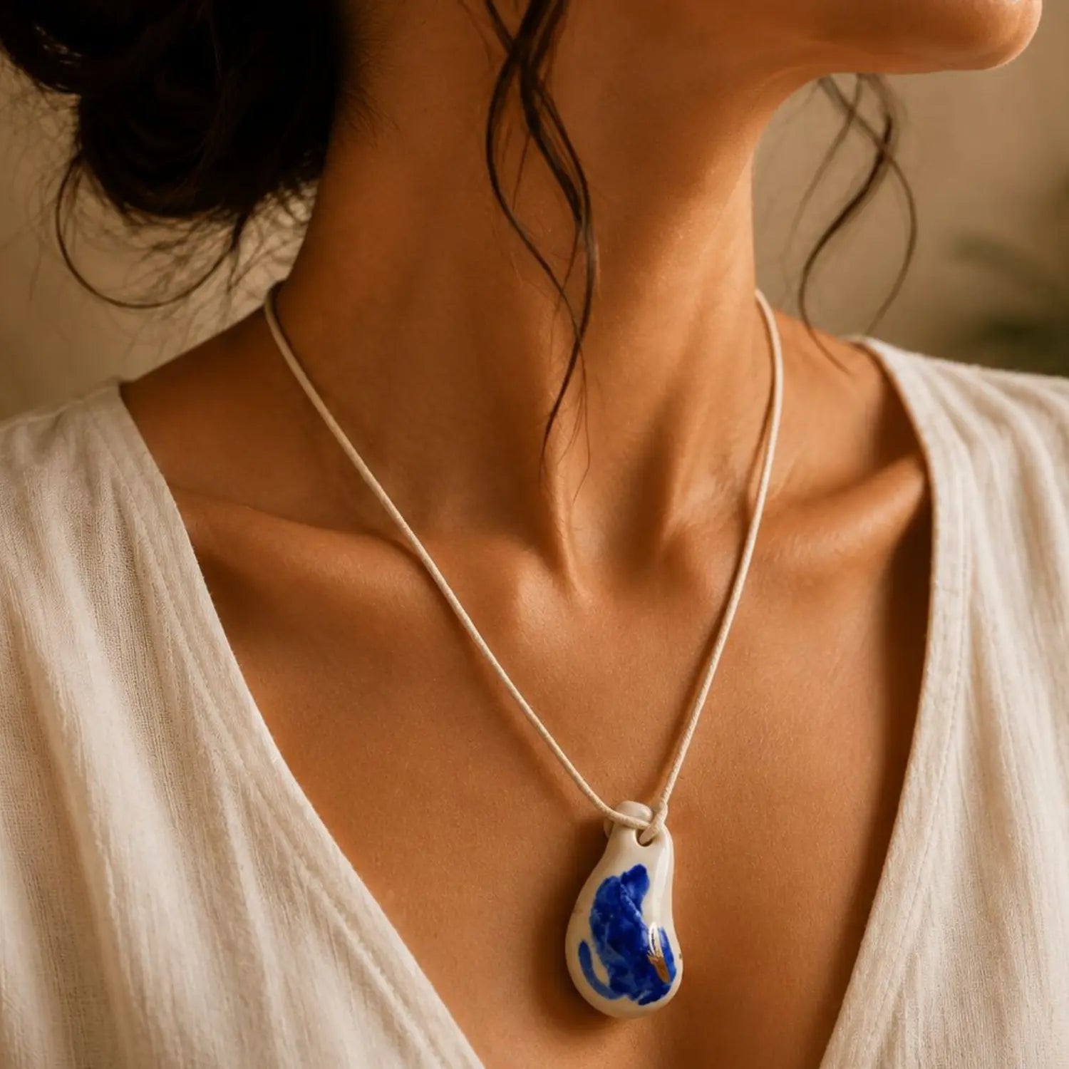 Costal Blue Clay Necklace