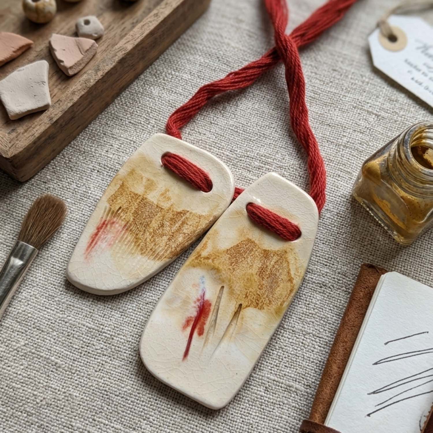 Ceramic Jewelry White Red Timeless Pendent | Earthan