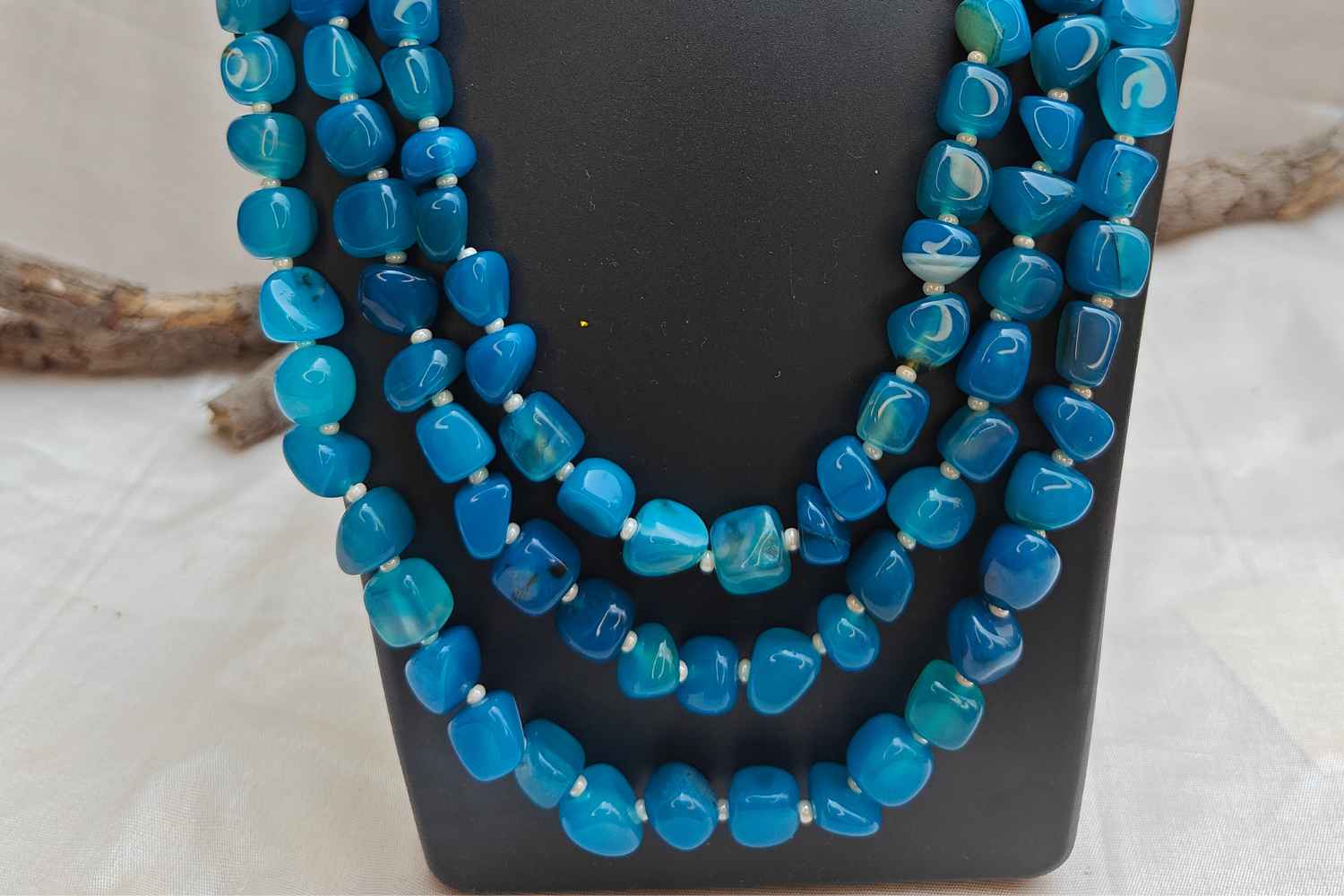Light Blue Bead Necklace | Handmade Aquamarine Multi-Layered Jewelry for Serenity and Style