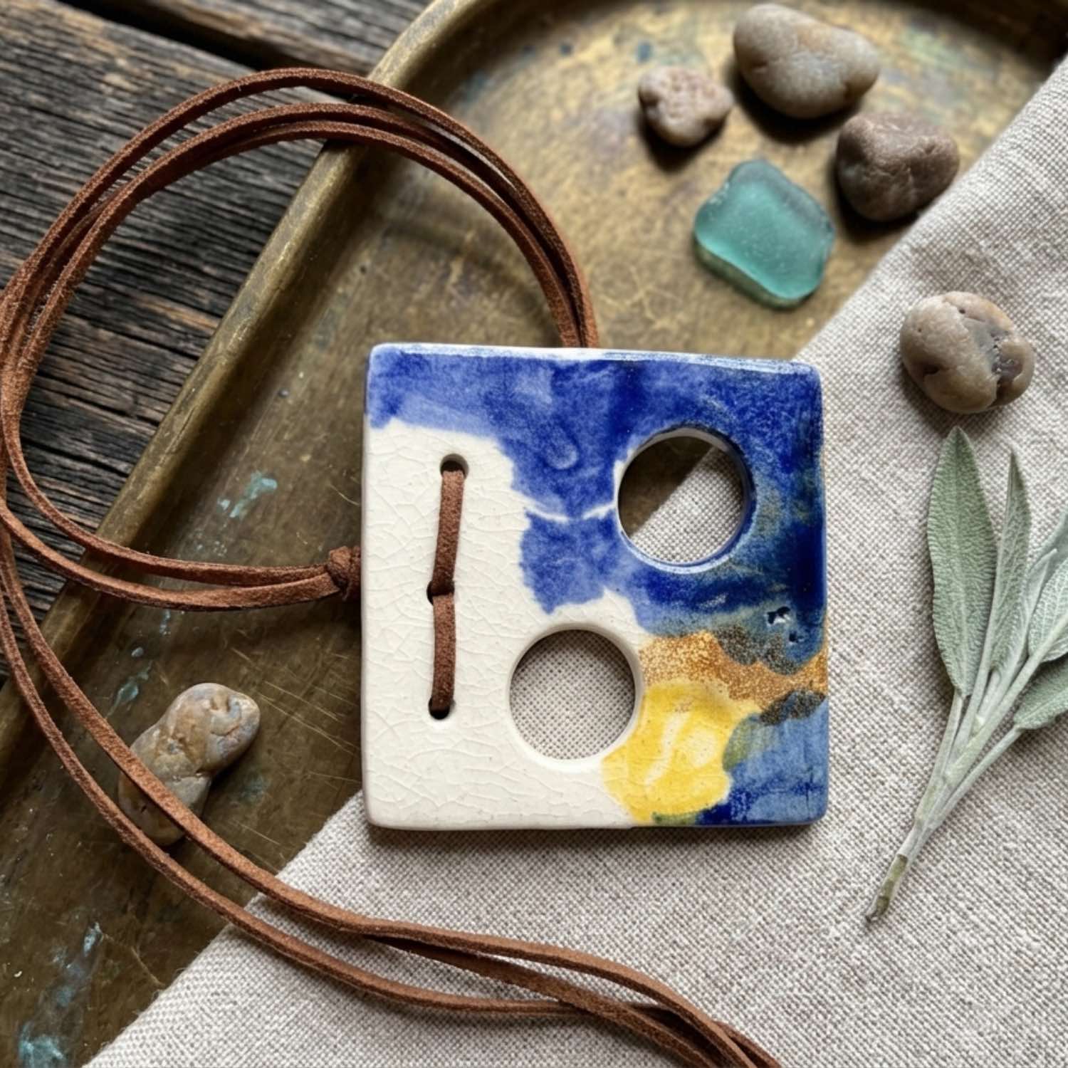 Ceramic Jewelry Minimal Geometric Pendant | Earthan