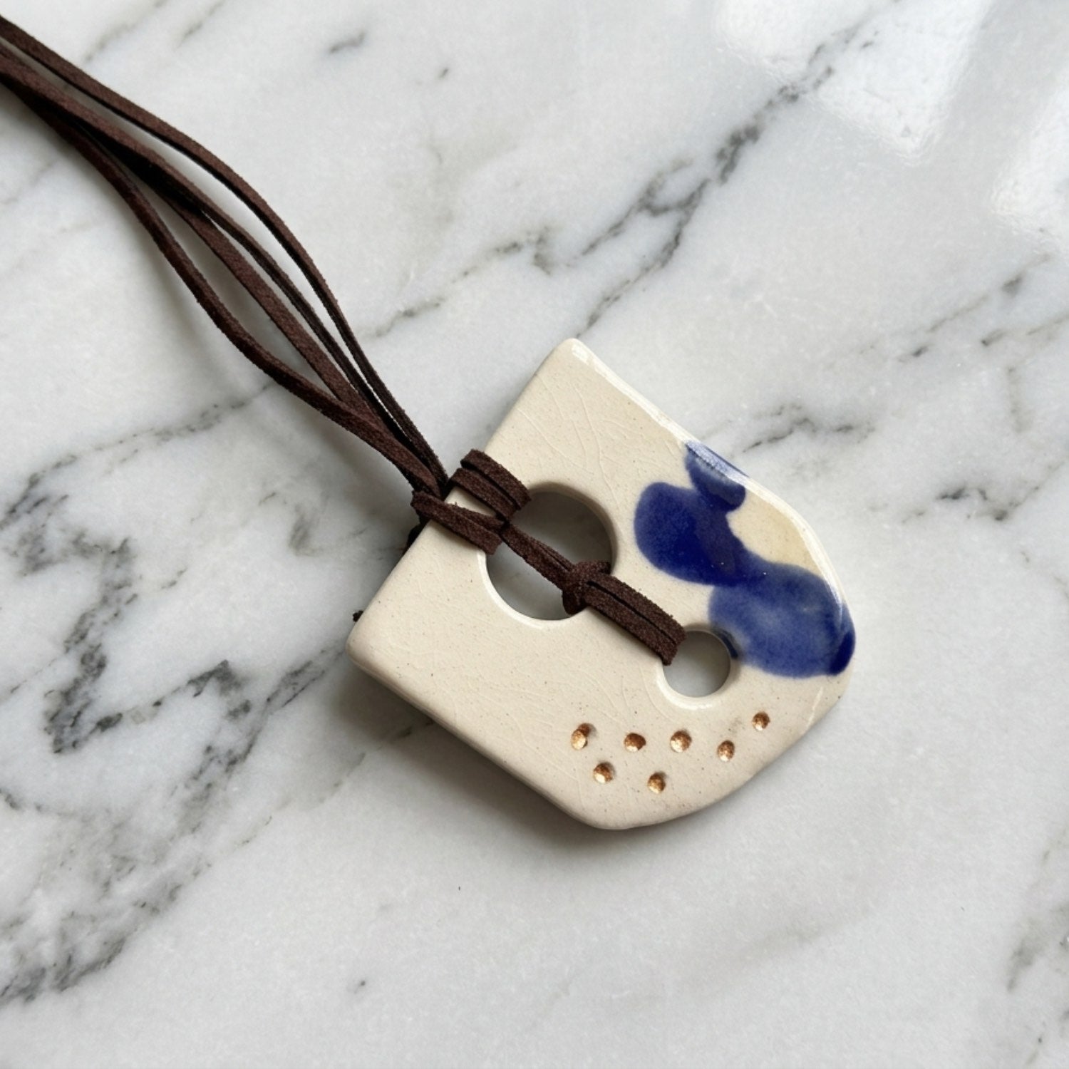 Ceramic Jewelry Royal Blue Pendant Necklace I Earthan