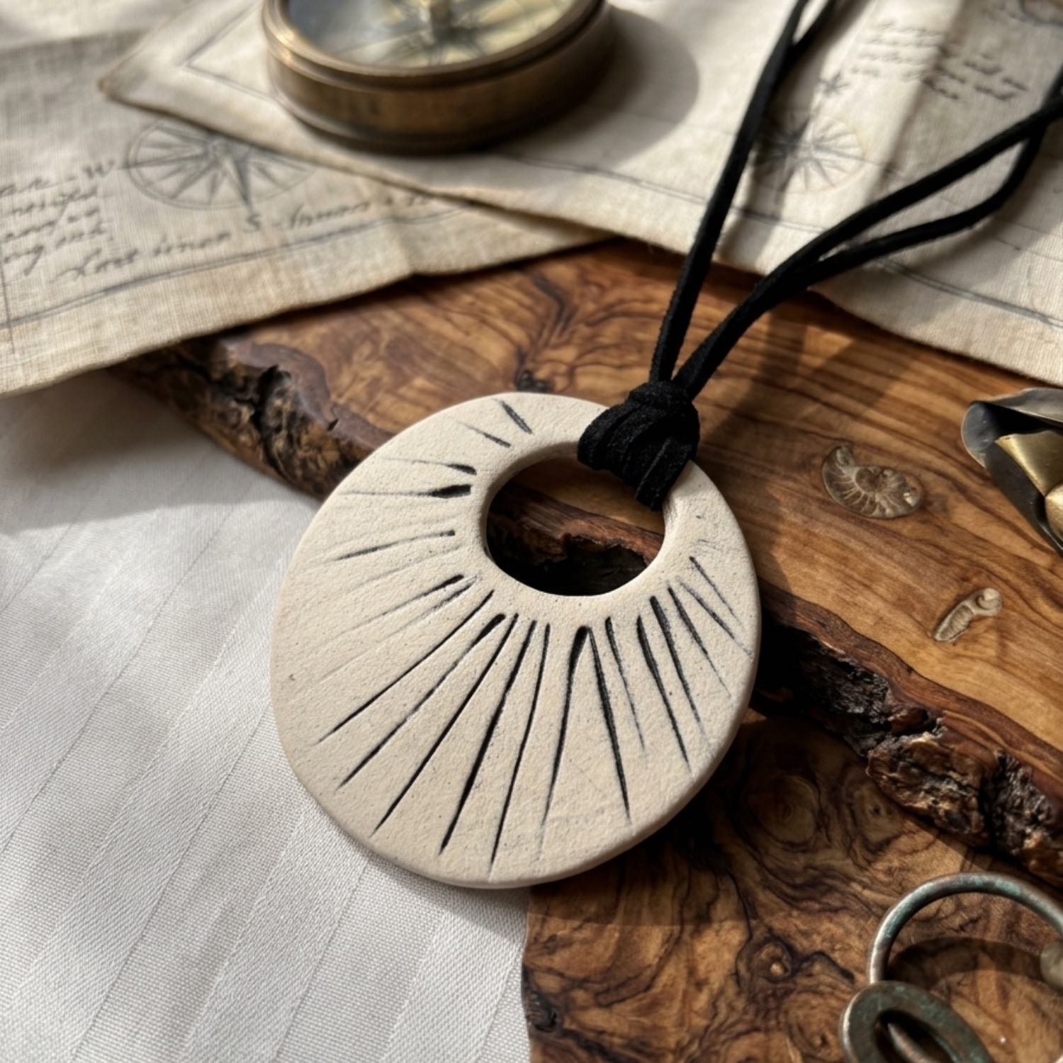 Ceramic Necklace Sunray Eclipse | Handmade Ceramic Jewelry