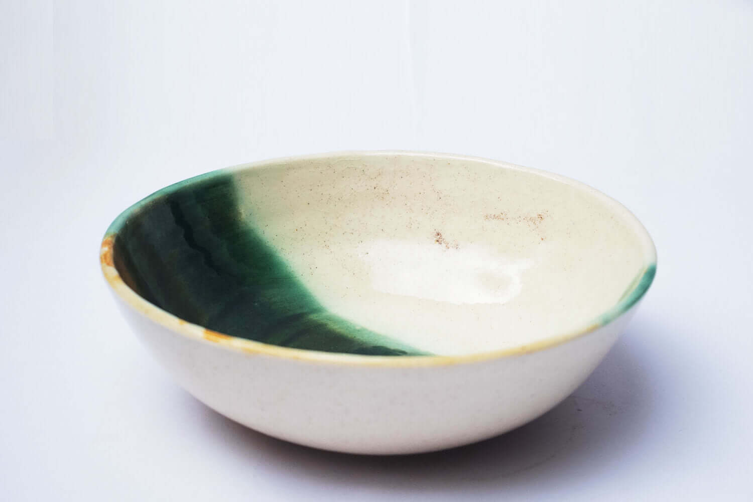 Studio Pottery Three Color Serving Bowl I Earthan
