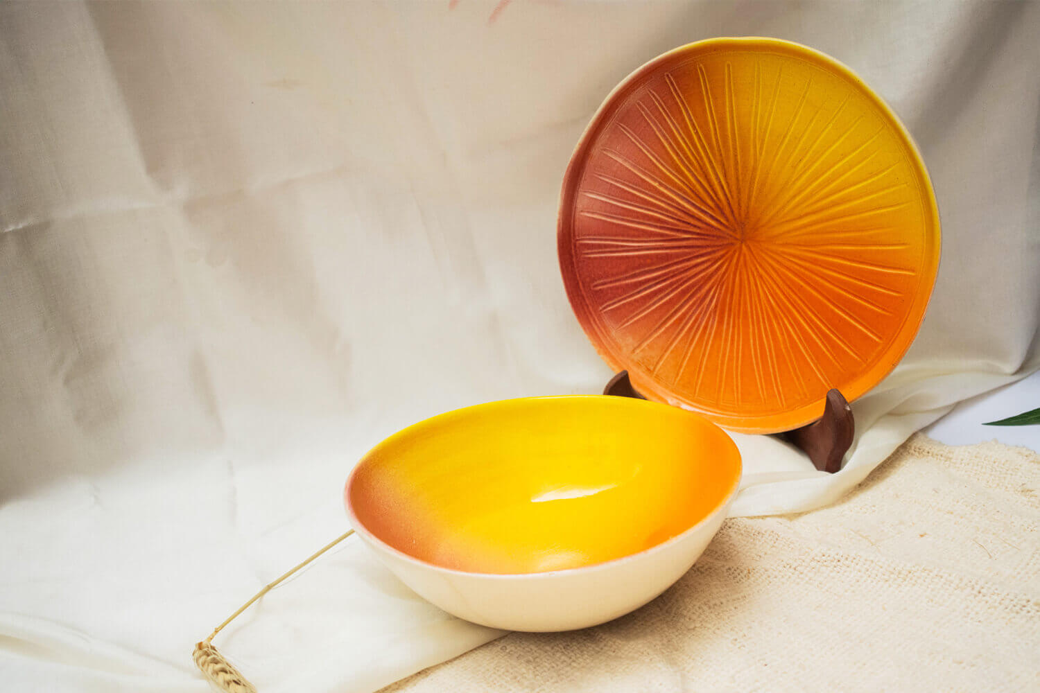 Ceramic Multi Color Plate and Bowl Set | Earthan