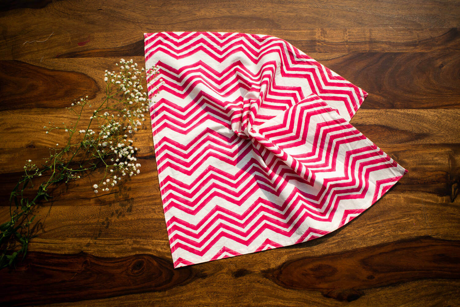 Registani Gulab - Hand blocked printed table cotton napkins | Earthan