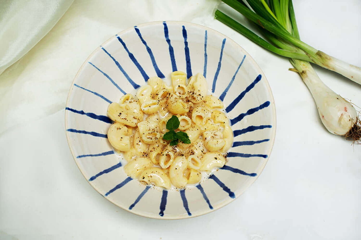 Blue Hand Painted Pasta Bowl | Earthan