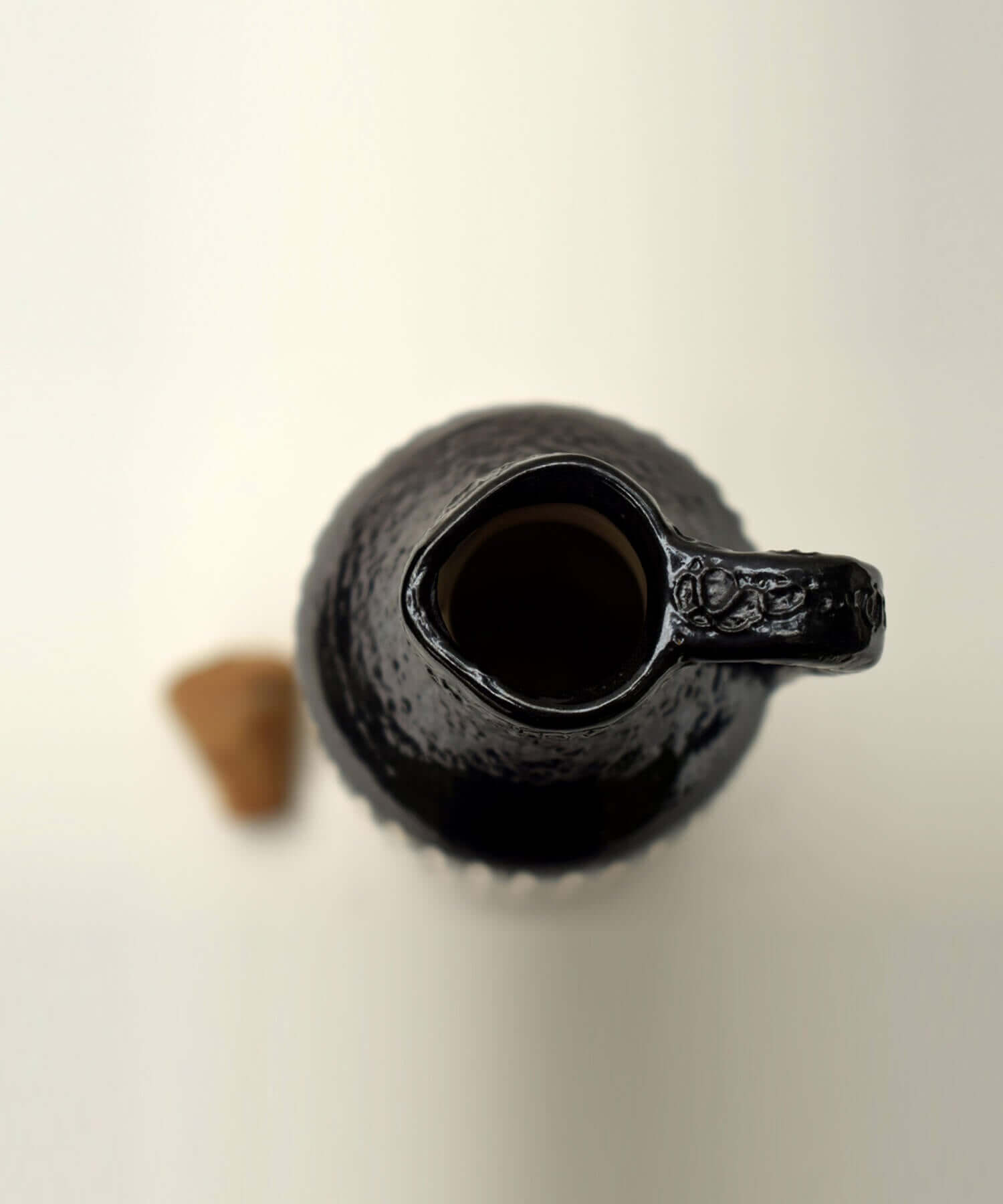 Black Hand Carved Ceramic Oil Bottle | Earthan