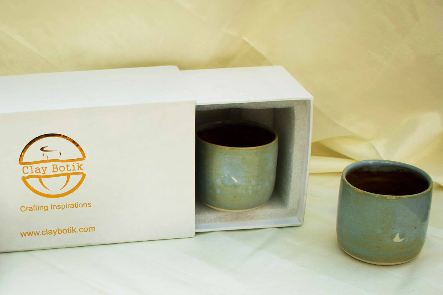 Rustic Ceramic Tea Cup with box- Set of 2 | Earthan