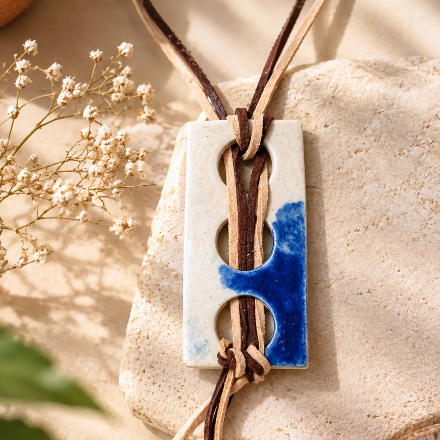 Minimal Blue Wave  Ceramic Necklace | Earthan