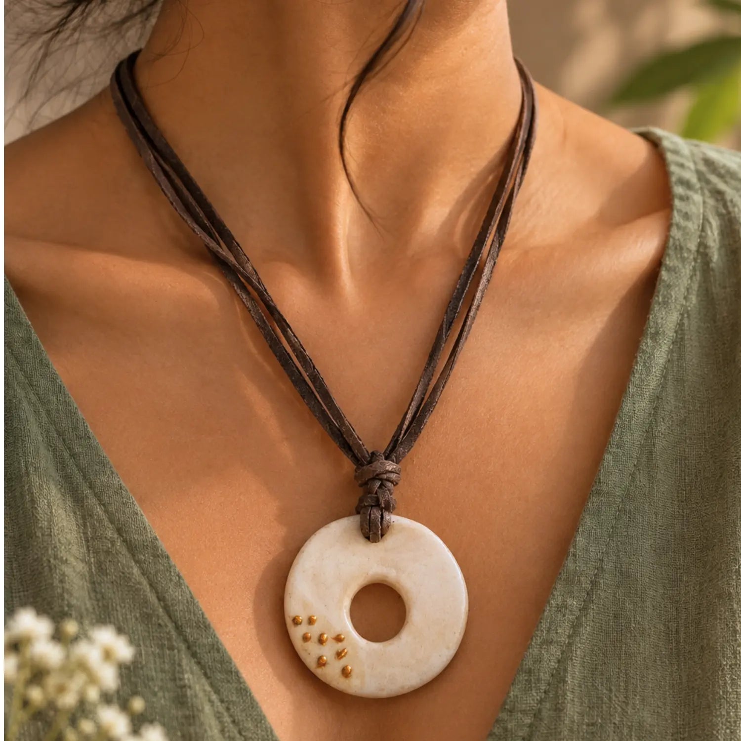 Ceramic Necklace-Sunray Eclipse | Earthan