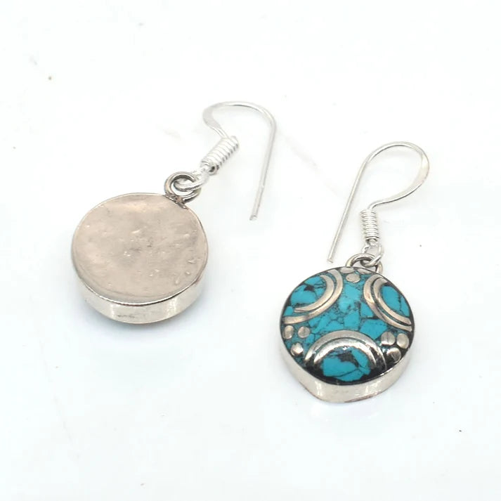 Silver Jewelry Tibetan Silver Turquoise Dangling EarringsI Earthan