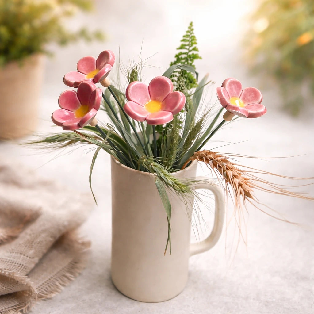 Handmade Ceramic Flower Pink | Earthan