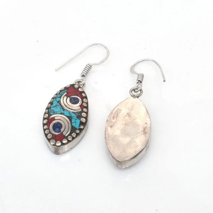 Vintage Turquoise & Coral Drop Earrings| Earthan