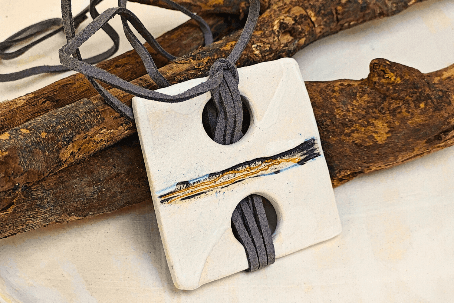 Modern Geometric White Grey Pendent