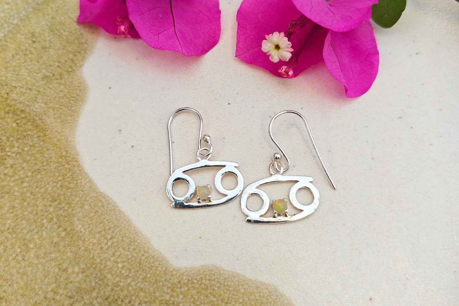 Handcrafted Cancer Zodiac Earrings in Sterling Silver - Astrology Gift