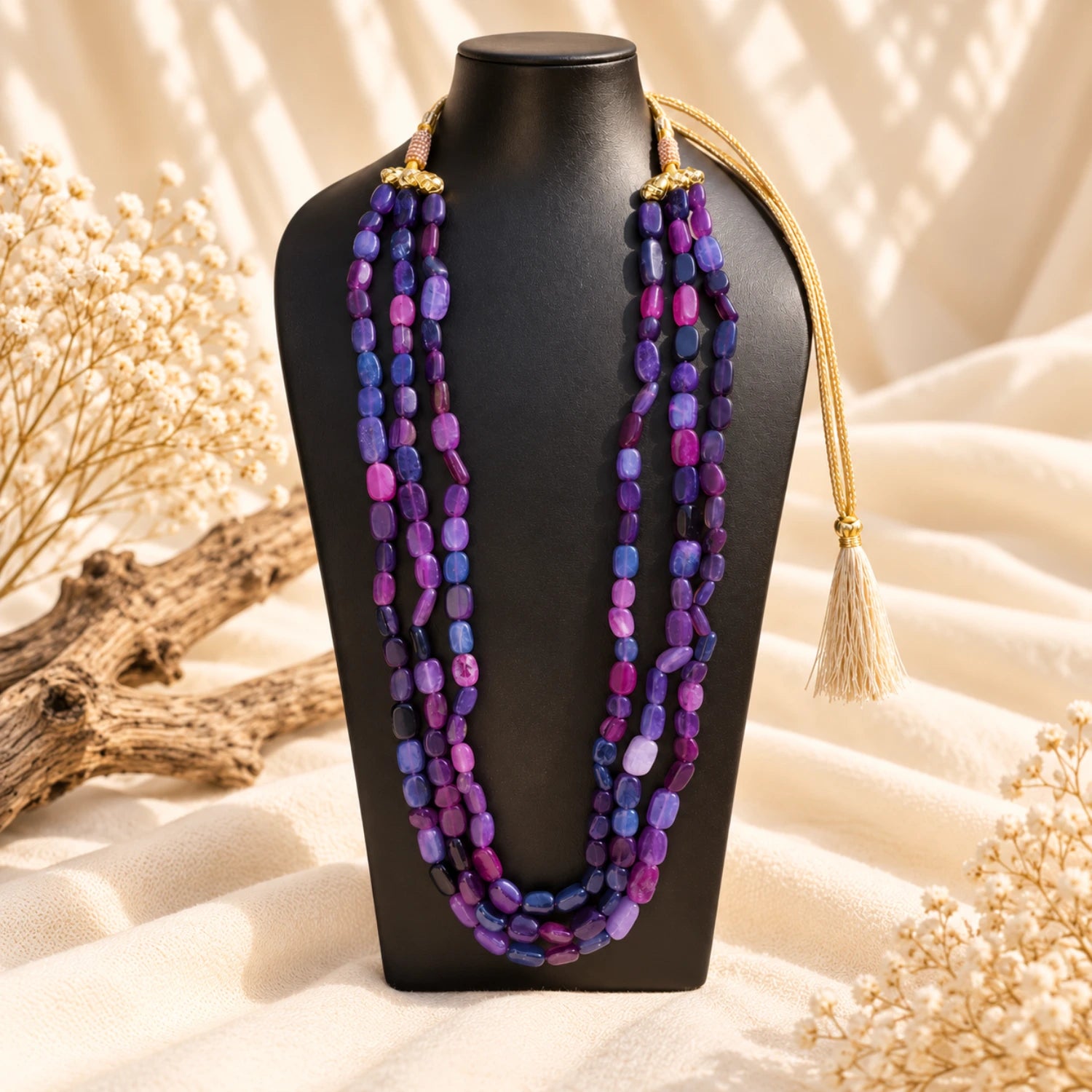 Amethyst-Style Stone Layered Necklace | Earthan