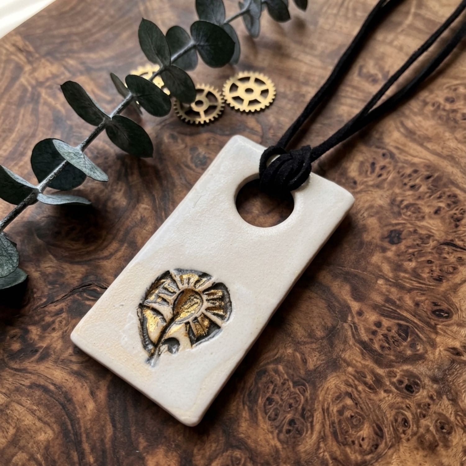 Ceramic Pendant-Golden Bloom