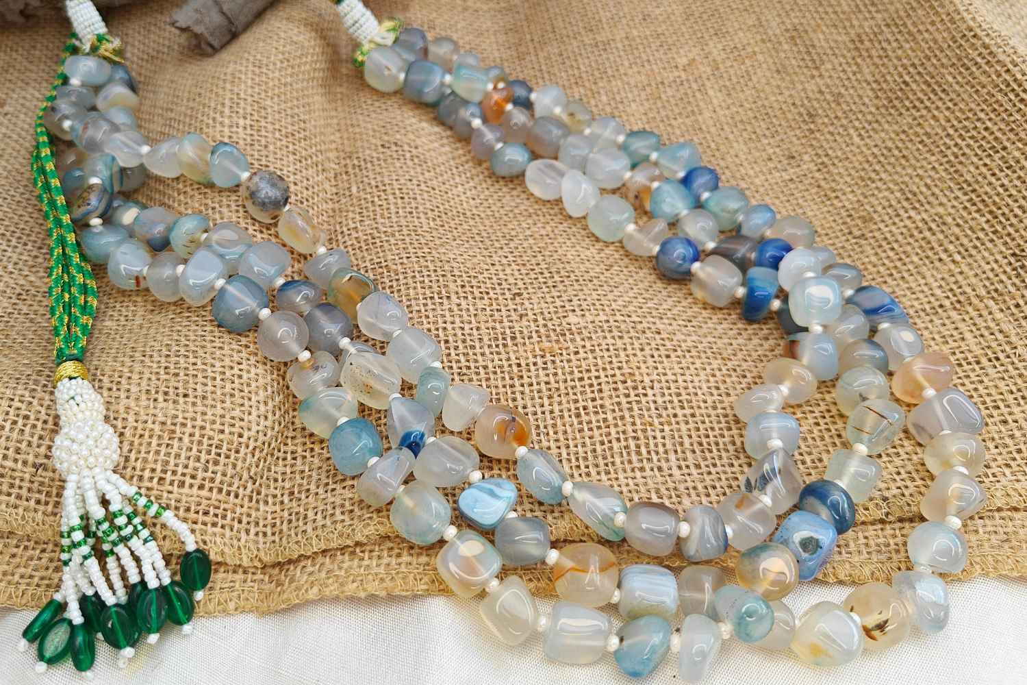Clear Gemstone Bead Necklace | Natural Quartz Crystal Adjustable Healing Jewelry