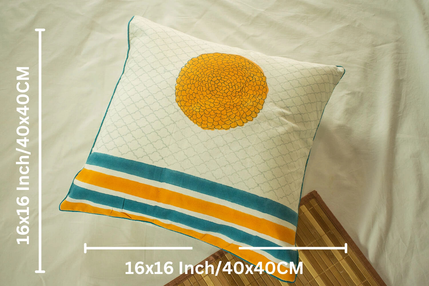 Hand block printed cotton cushion cover | Earthan 