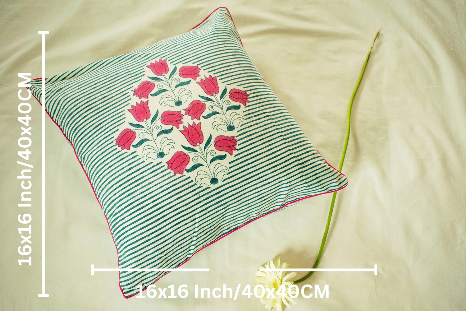 Hand block printed cotton cushion cover | Earthan