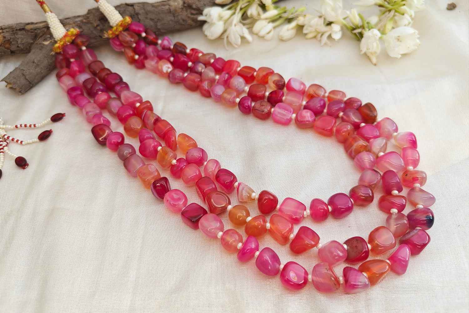 Dark Pink Bead Necklace | Bold Rhodonite Jewelry for Vibrant Energy