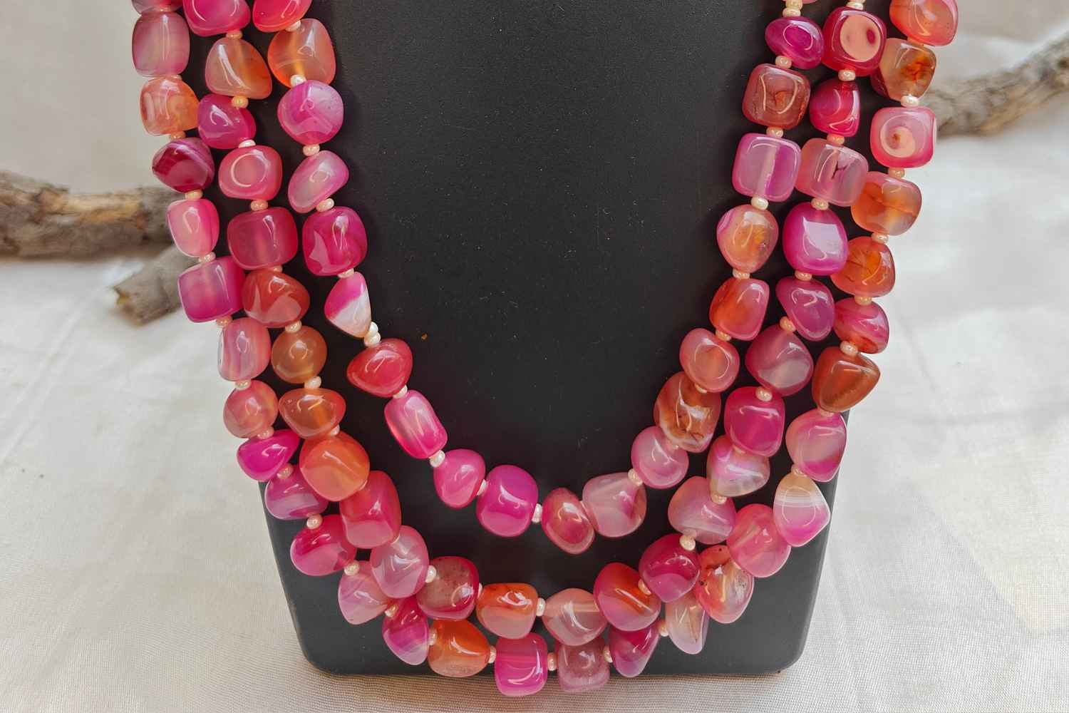 Dark Pink Bead Necklace | Bold Rhodonite Jewelry for Vibrant Energy