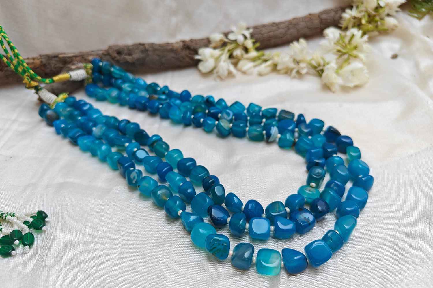 Light Blue Bead Necklace | Handmade Aquamarine Multi-Layered Jewelry for Serenity and Style
