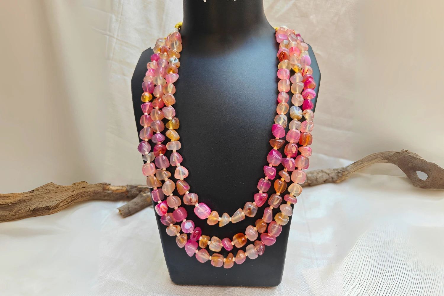 Rose Quartz Blossom Bead Necklace | Earthan