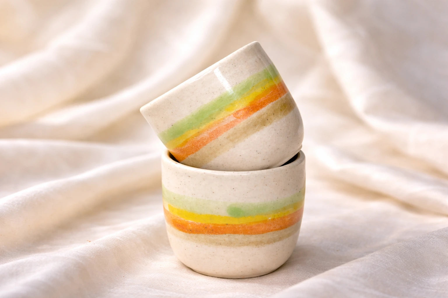 Sake Glasses – Handcrafted Ceramic Striped Glasses