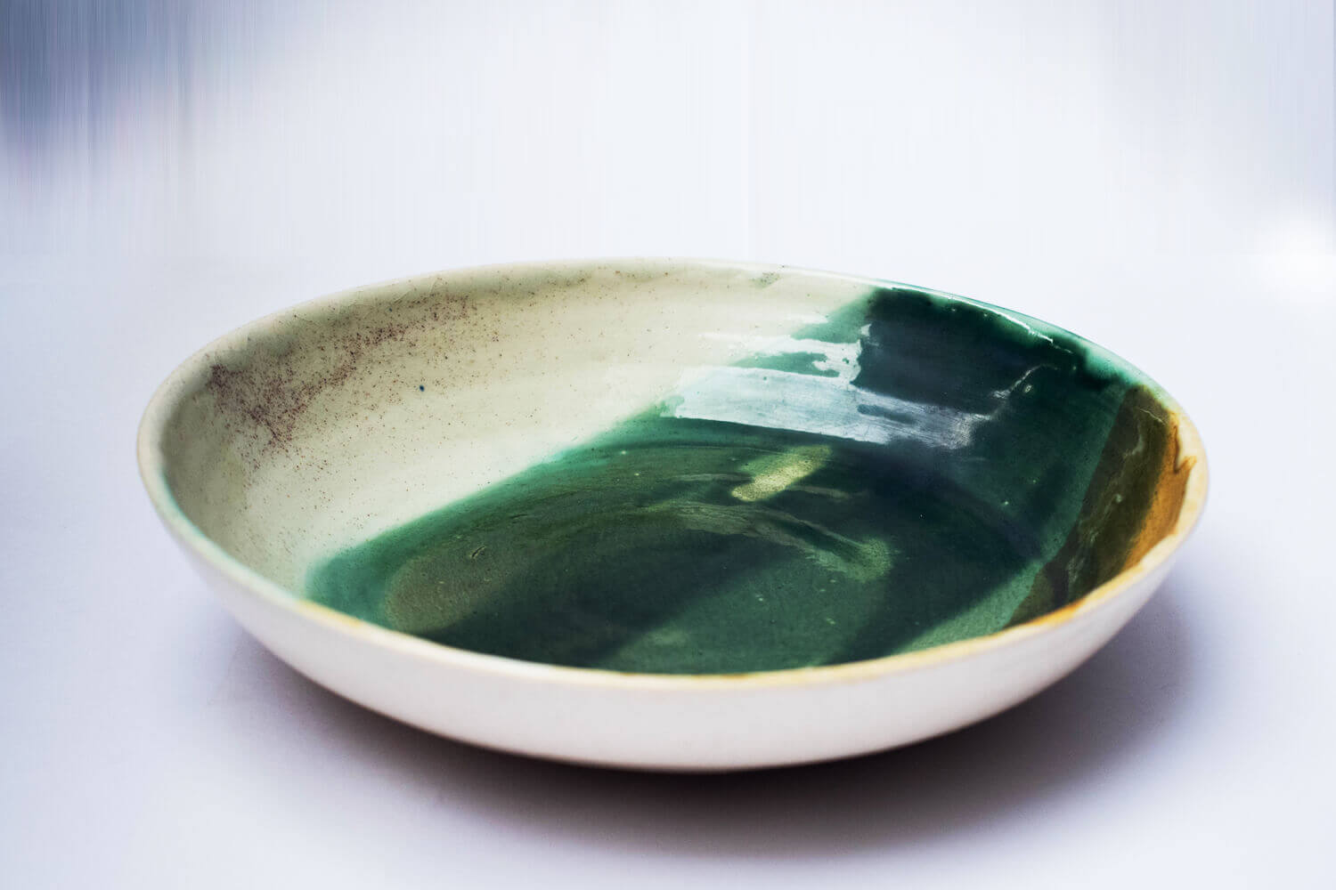 Studio Pottery Three Color Serving Bowl I Earthan