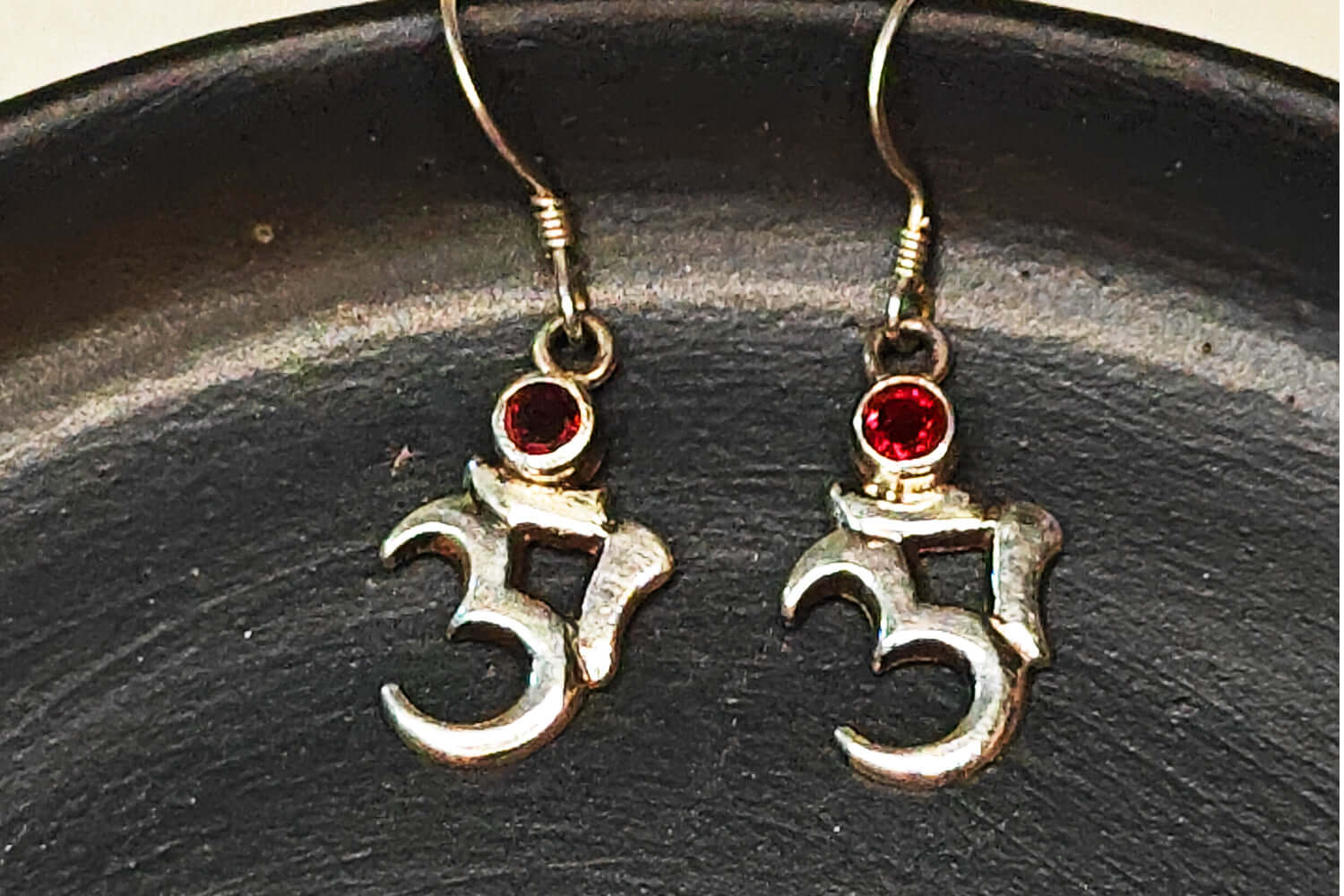 Sterling Silver 925 Om Symbol Drop Earrings