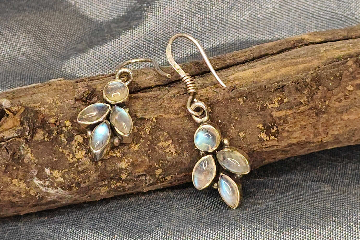 Natural Rainbow Moonstone Silver Earring 1