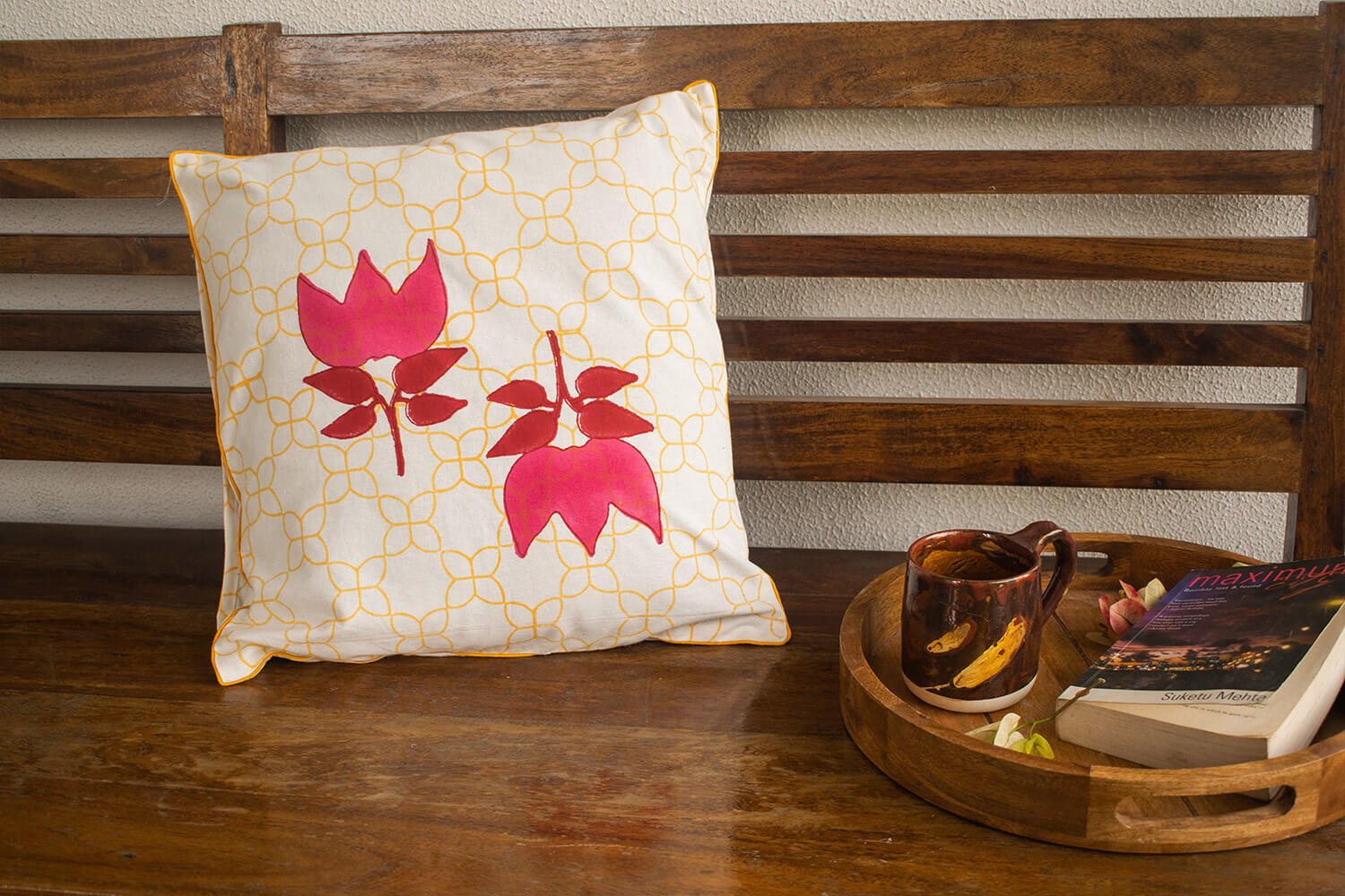 Gulabi - Hand block printed cotton cushion cover | Earthan
