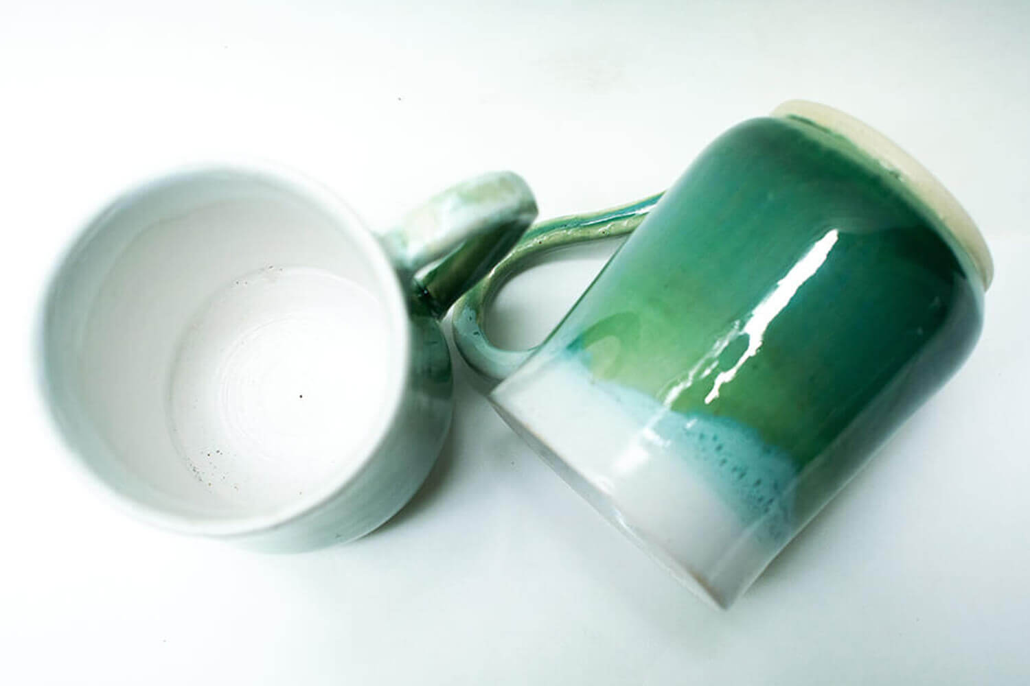 Green Ceramic Coffee Mug – Set of 2 | Earthan