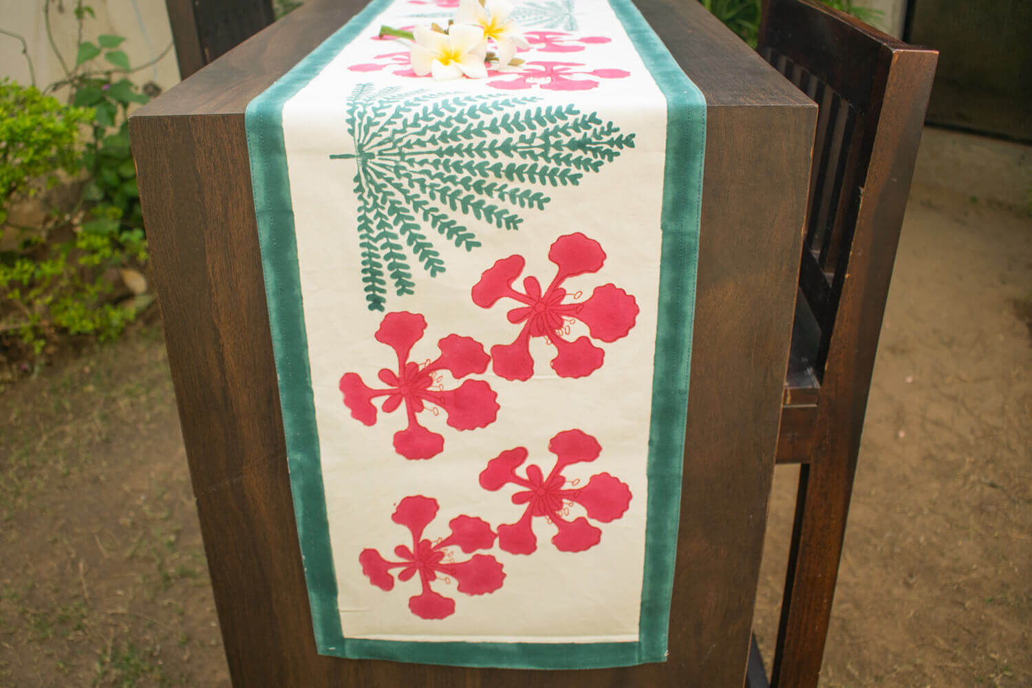 Gulmohar - Hand block printed cotton canvas table runner | Earthan
