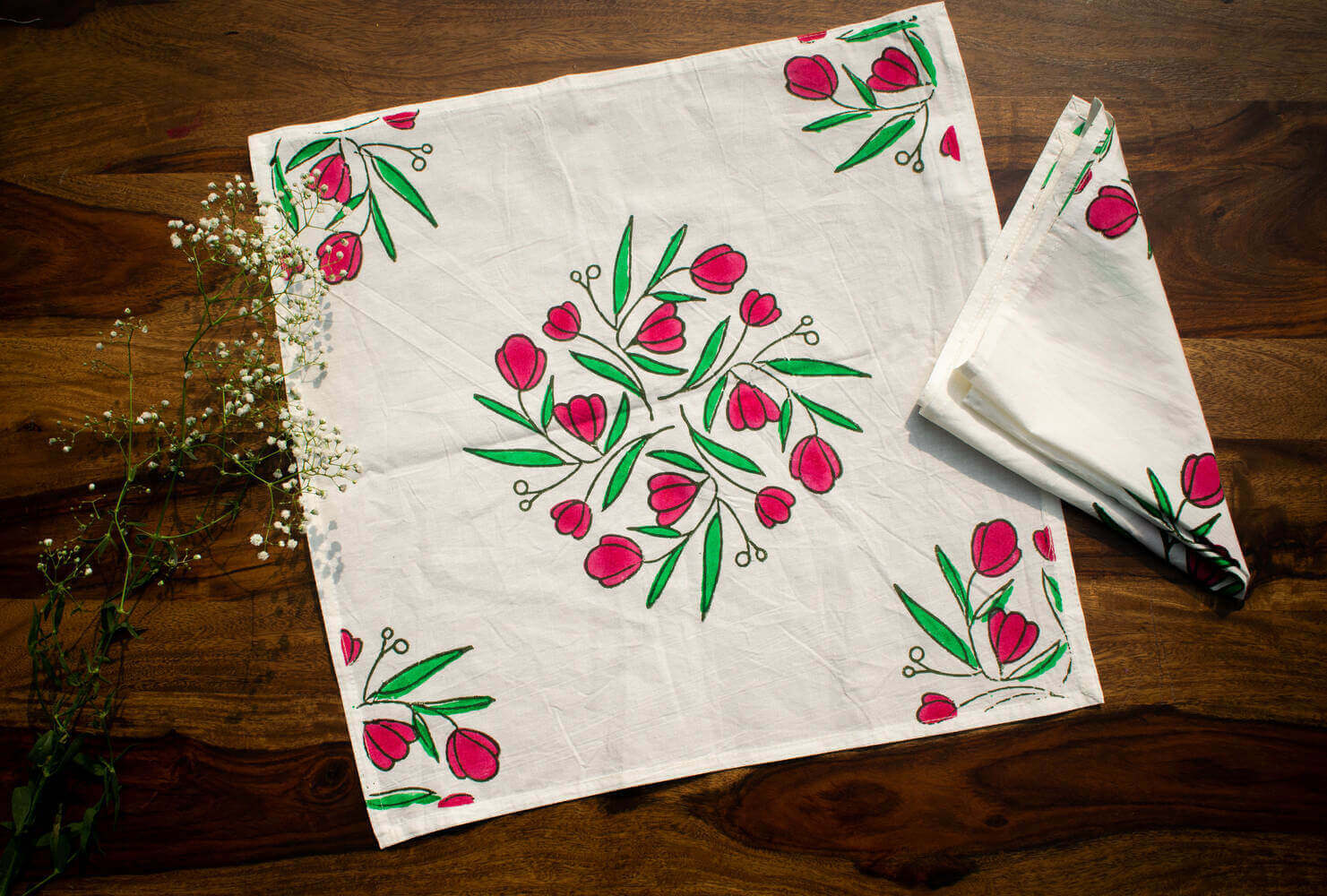 Kand Pushp - Hand block printed table linen set | Earthan