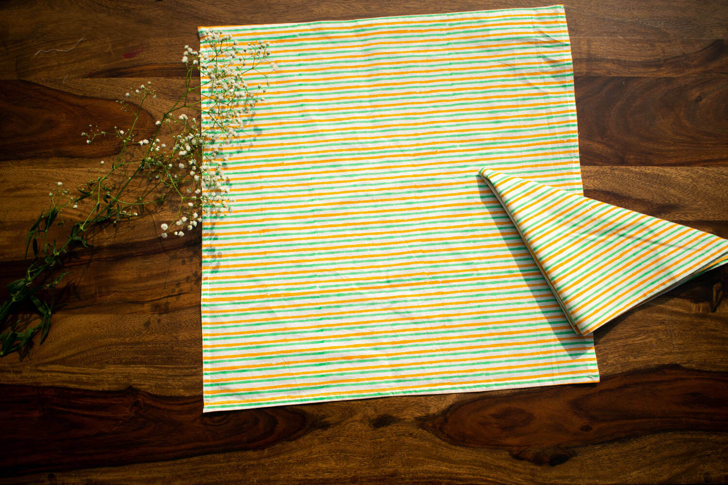 Surajmukhi - Hand block printed table cotton napkins | Earthan