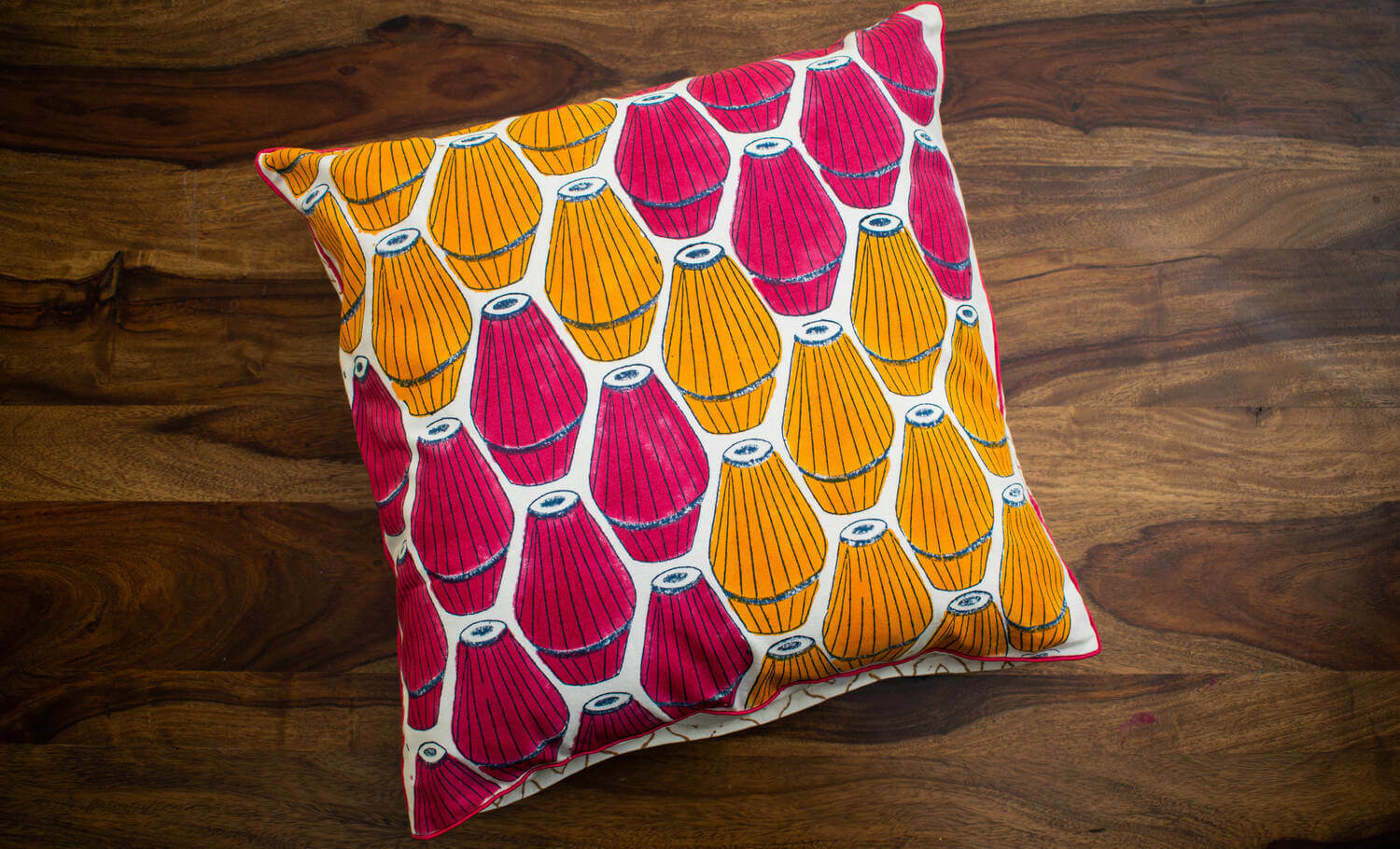 Dhwani Mrdangam - Hand block printed cotton cushion cover  | Earthan 