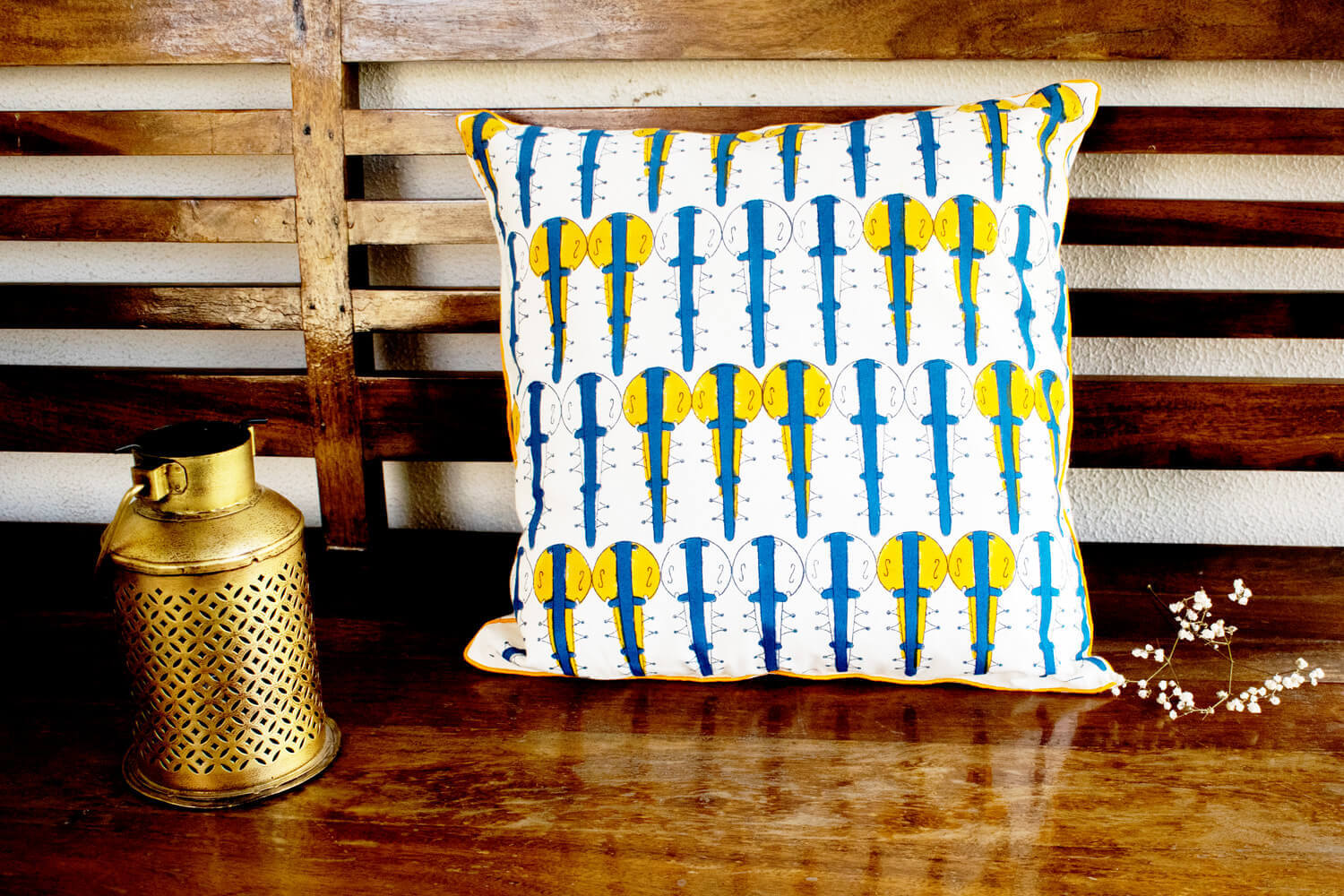 Dhwani - Hand block printed cotton cushion cover | Earthan 
