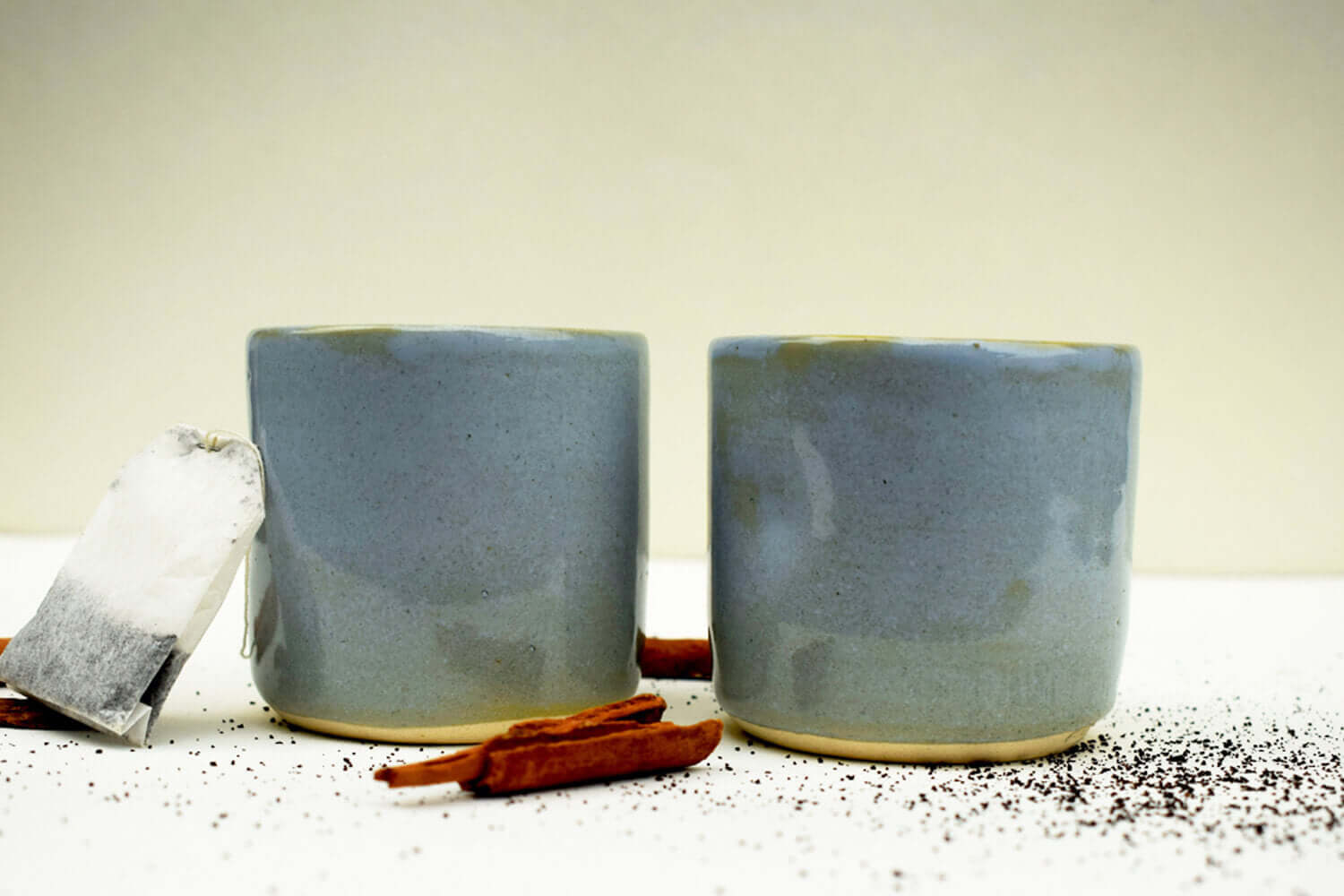 Retro Blue Ceramic Tea Cup – Set of 2 | Earthan