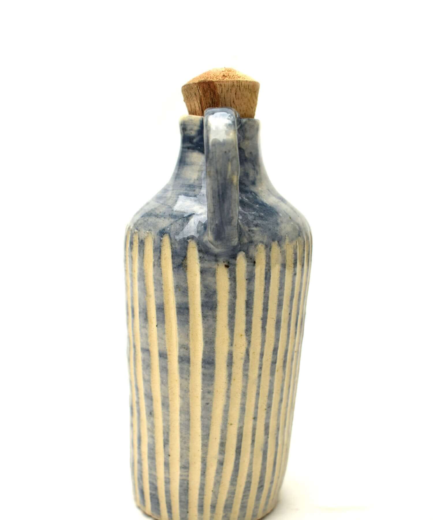 Rustic Hand-carved Ceramic Oil Bottle | Earthan