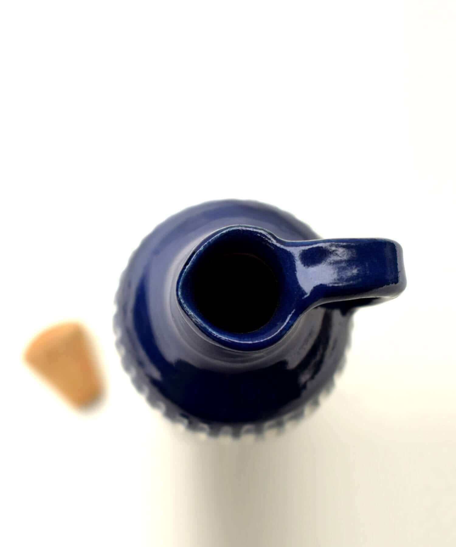 Blue Hand-carved Ceramic Oil Bottle | Earthan 