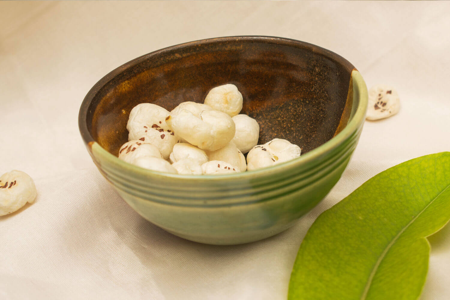 Ceramic Half & Half Green Brown Bowl | Earthan 